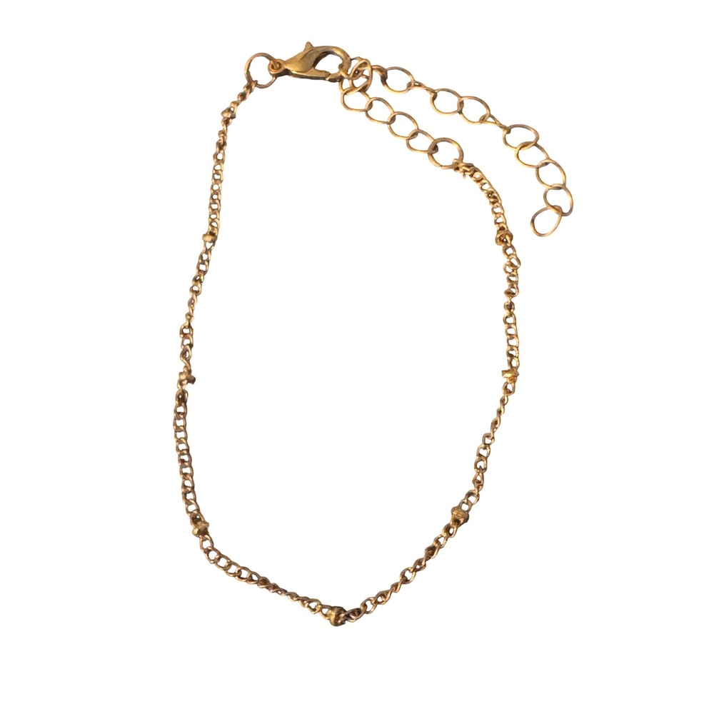 Gold‎ Tone Dainty Station Bead Cable Chain Adjustable Bracelet Minimalist OS